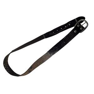 VTG y2k Studded Suede Leather Embroidered Stitched Western Engraved Buckle Belt